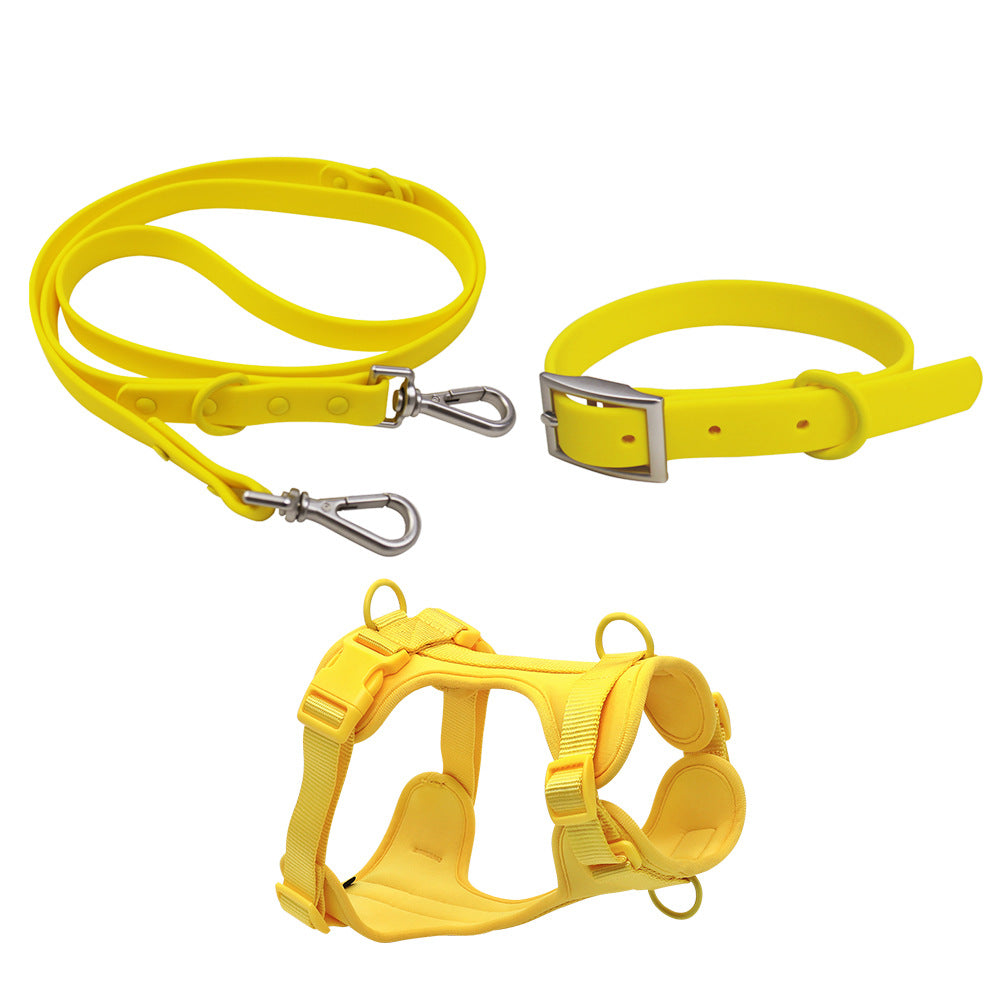 Waterproof PVC Dog Harness and Leash Set for Small and Medium Dogs yellow set