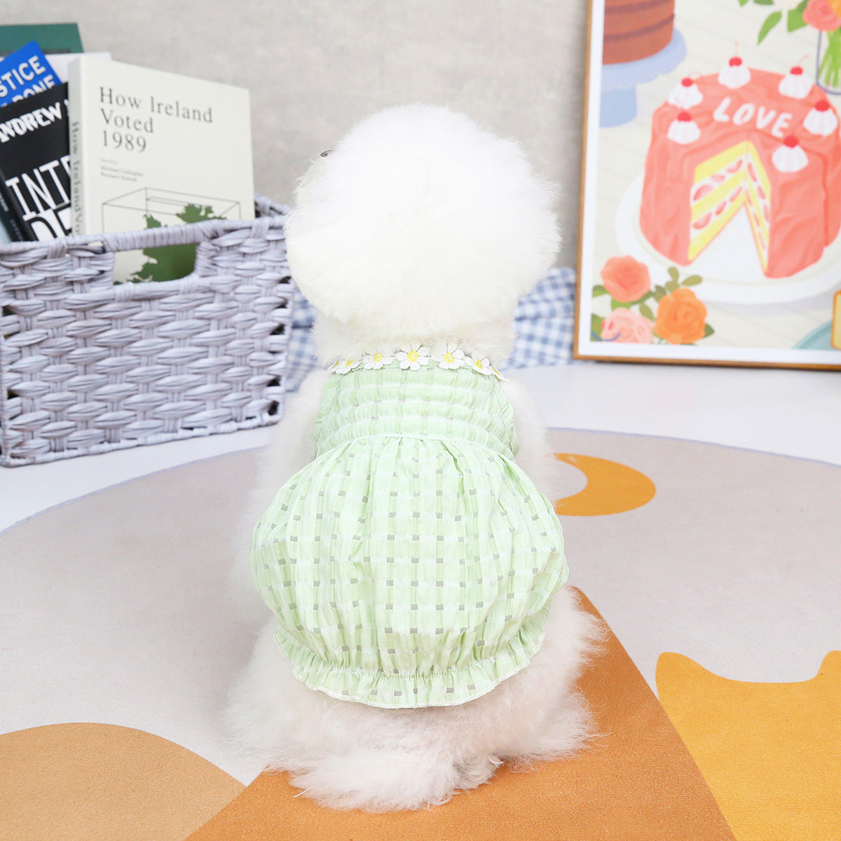 Flower trim Pet Clothes Spring And Summer Dog Clothes Small Dog Clothes For Pet