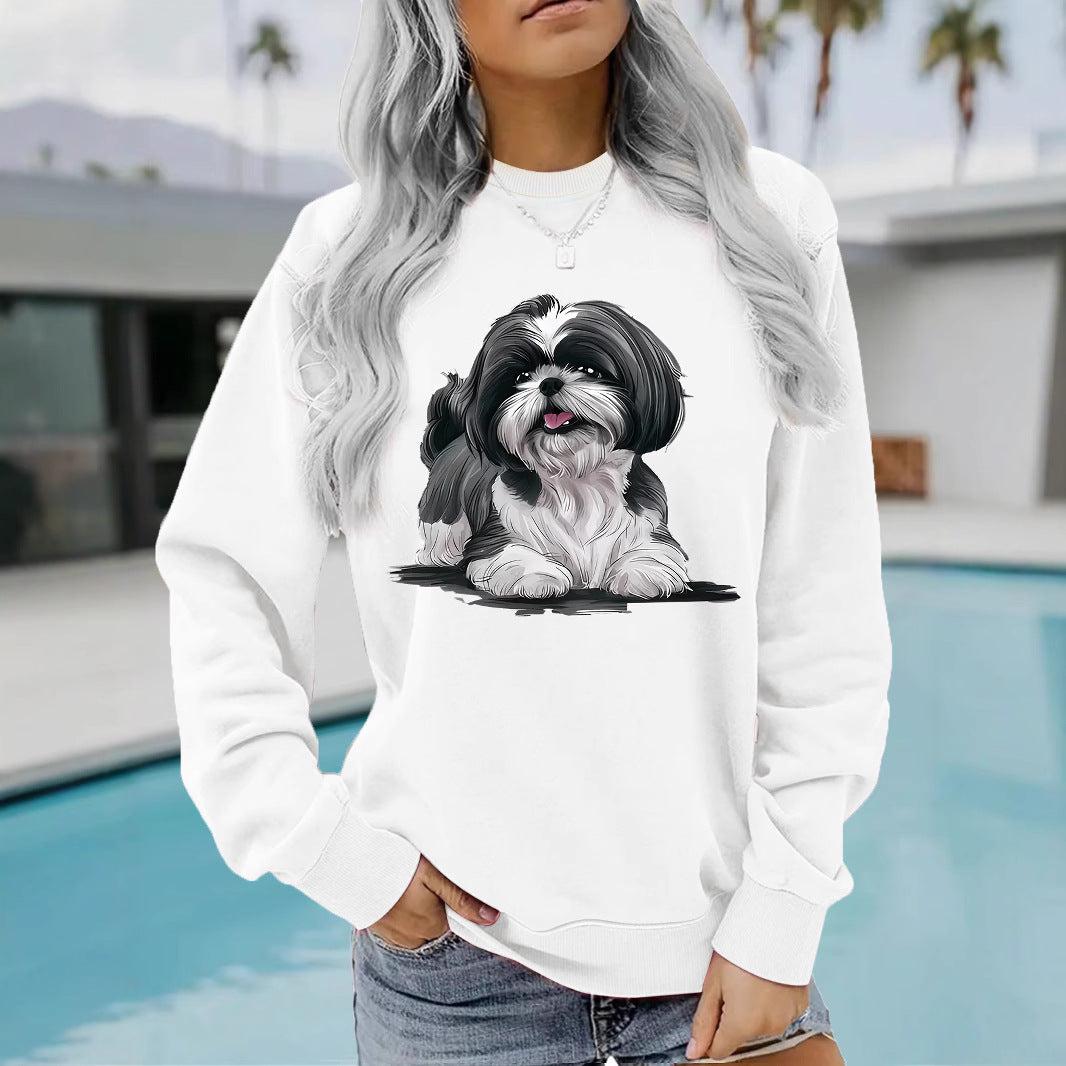 Xishi Dog Printed Pullover White