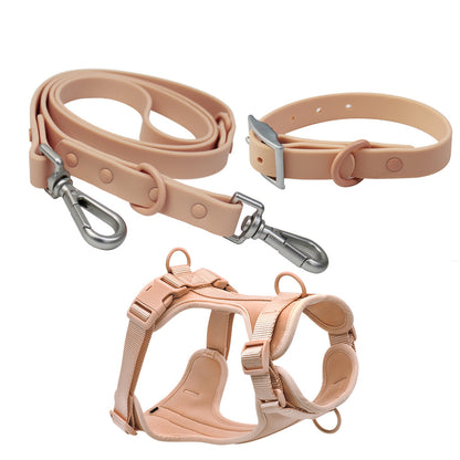 Waterproof PVC Dog Harness and Leash Set for Small and Medium Dogs orange set