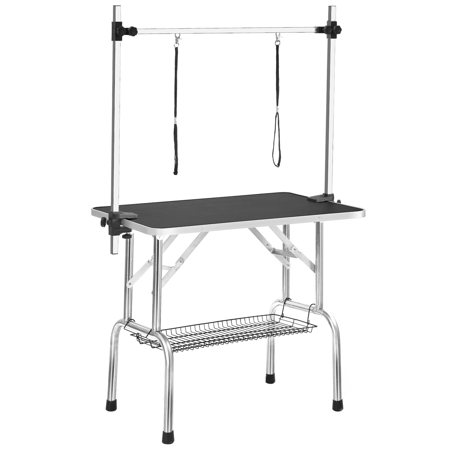 36" Heavy-Duty Folding Pet Grooming Table with Adjustable Arm, Noose & Mesh Storage Tray