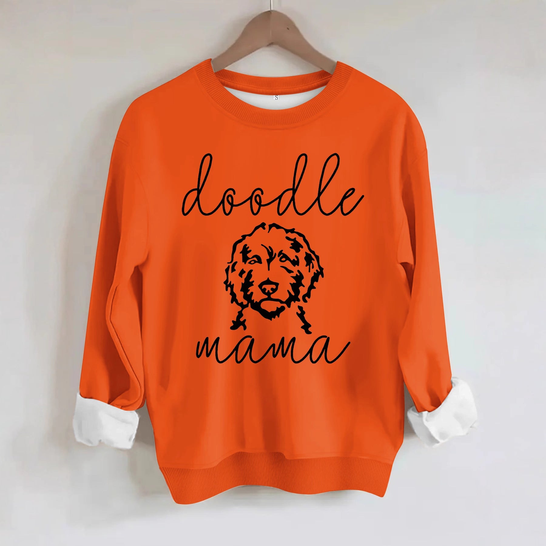 Sweatshirt with Loose Dog Print Orange