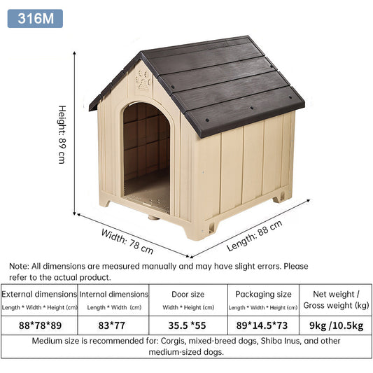 Heavy Duty Outdoor Dog House - 4 Season Insulated Shelter Waterproof & Anti-UV Kennel for All Size Dogs