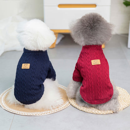 Pet Clothing Dog Clothes New Teddy Small Dog Pet Clothes Cable Pattern