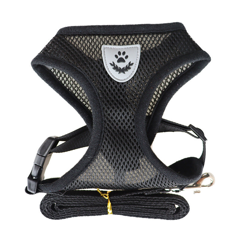Dog Rope Pet Chest Harness Dog Collar Out Undershirt Type Dog Walker Dog Traction Rope Black