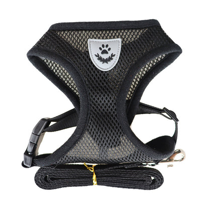 Dog Rope Pet Chest Harness Dog Collar Out Undershirt Type Dog Walker Dog Traction Rope Black