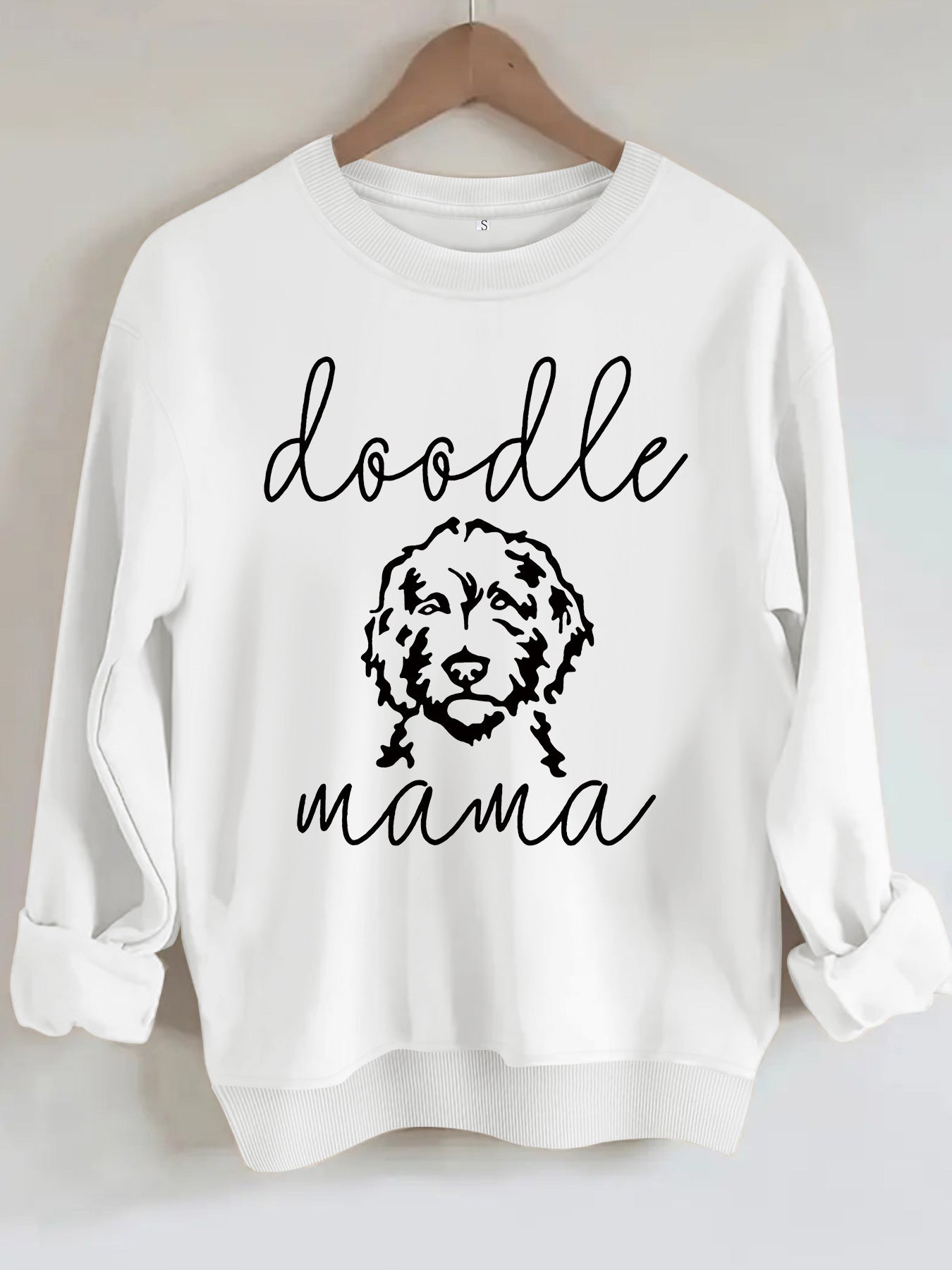 Sweatshirt with Loose Dog Print White Color