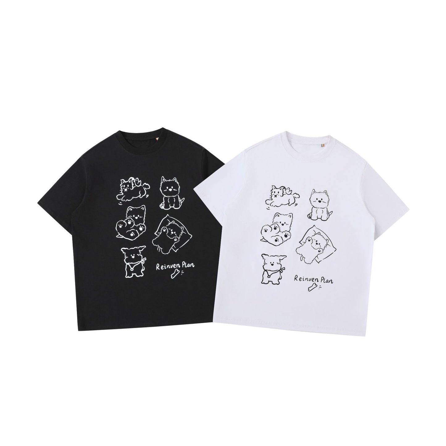 Fun Dog Printed Short Sleeves T Shirt Black Print