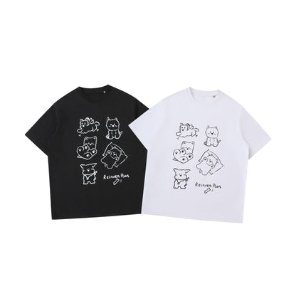 Fun Dog Printed Short Sleeves T Shirt Black Print