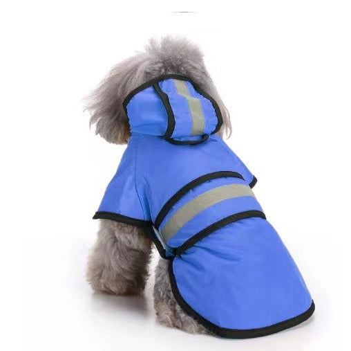 Dog Raincoat Reflective Clothes Small Dog Bibi Teddy Four Seasons Universal Raincoat Blue