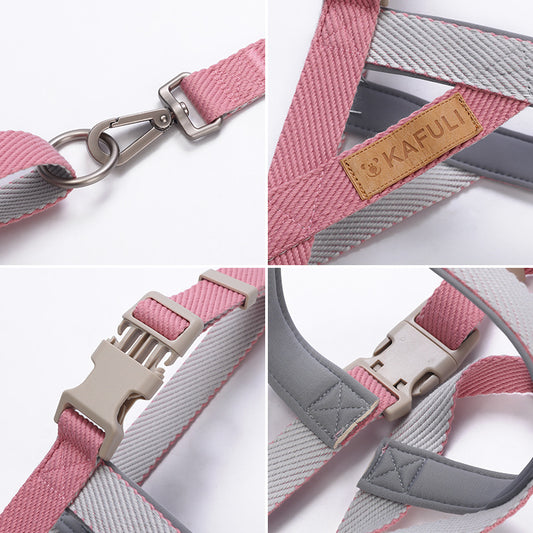 Dog Leash Pet Vest Chest Harness Medium And Large Dog French Dog Golden Retriever Pink Color