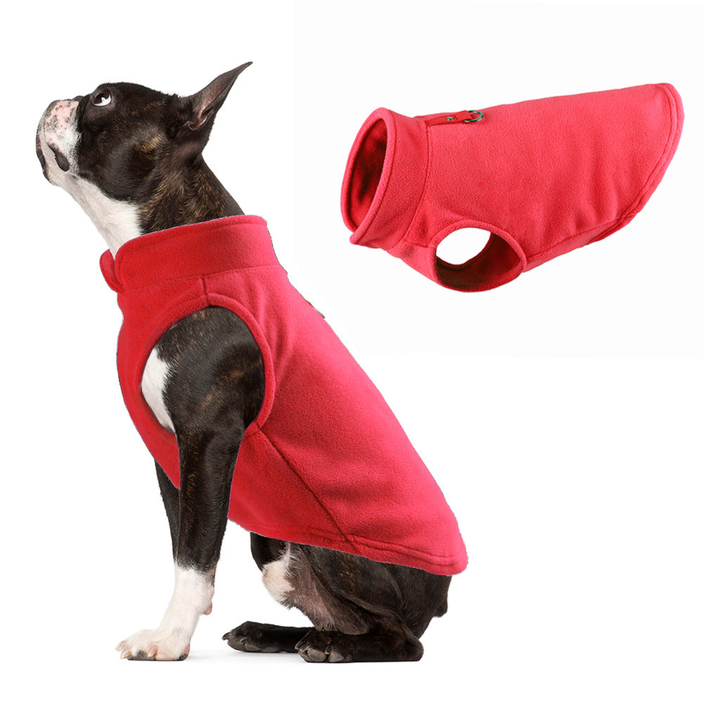 Dog Clothing Thickened Solid Color Fleece Pet Dog Supplies Red