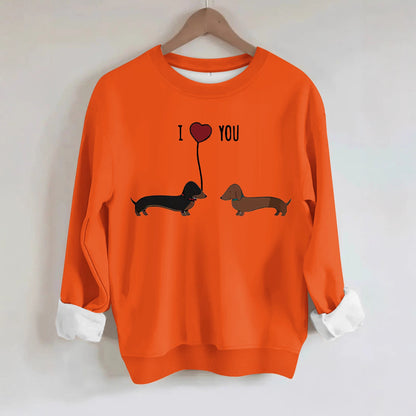 Two dog print hoodies orange