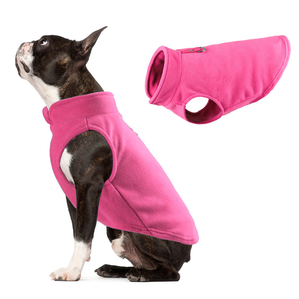 Dog Clothing Thickened Solid Color Fleece Pet Dog Supplies Pink