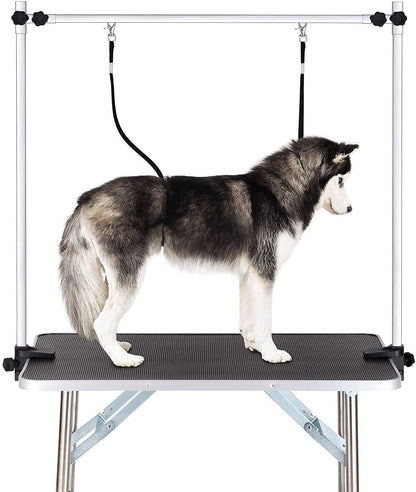 36" Heavy-Duty Folding Pet Grooming Table with Adjustable Arm, Noose & Mesh Storage Tray