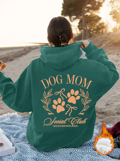 Dog Mom - Dog Lover Pattern Printed Hoodie Green Back view