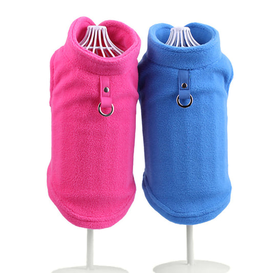 Dog Clothing Thickened Solid Color Fleece Pet Dog Supplies Pink and Blue