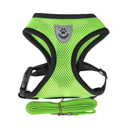 Dog Rope Pet Chest Harness Dog Collar Out Undershirt Type Dog Walker Dog Traction Rope Green