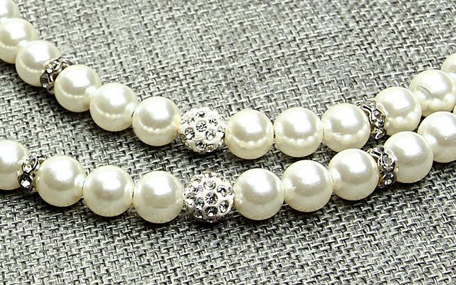 ETHIN White Imitation Pearls diamond Pet Dog Chain Leash Walking Jogging Leads Leashes for Small Medium Size Dog Cat lead