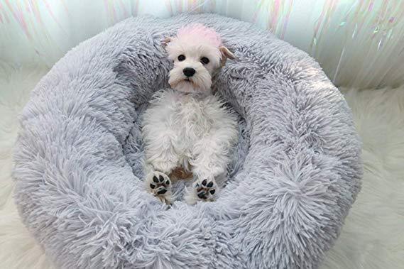 Plush Kennel Pet Dog Bed gray