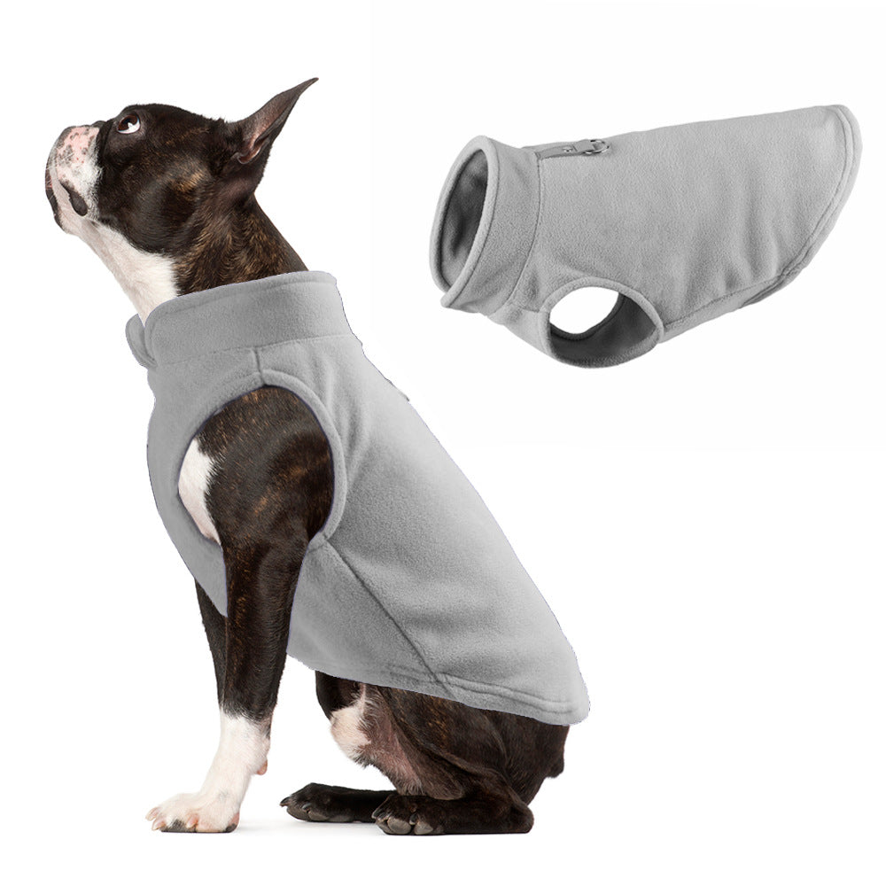 Dog Clothing Thickened Solid Color Fleece Pet Dog Supplies Gray