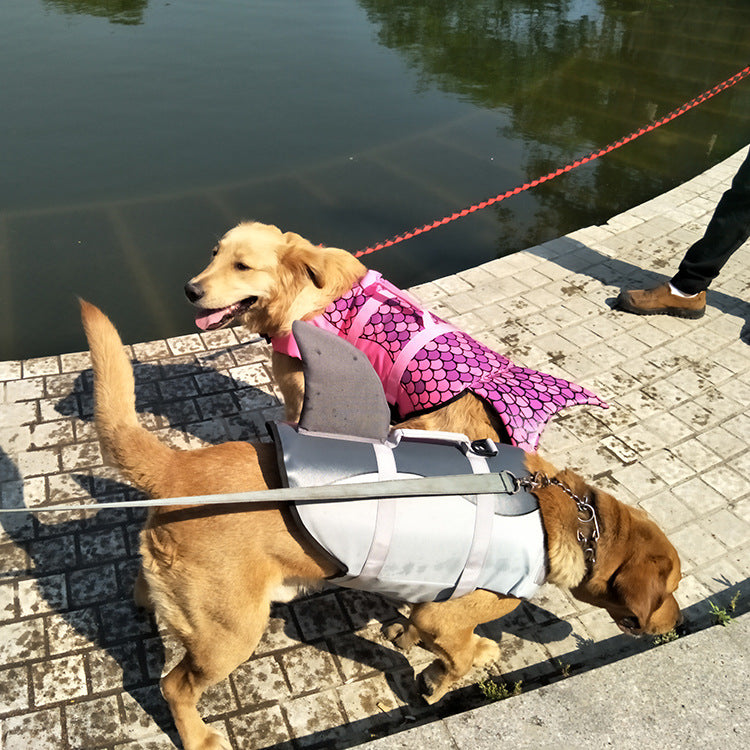 Pet Shark & Mermaid Life Jacket – Dog Swimsuit Safety Vest for Swimming and Boating