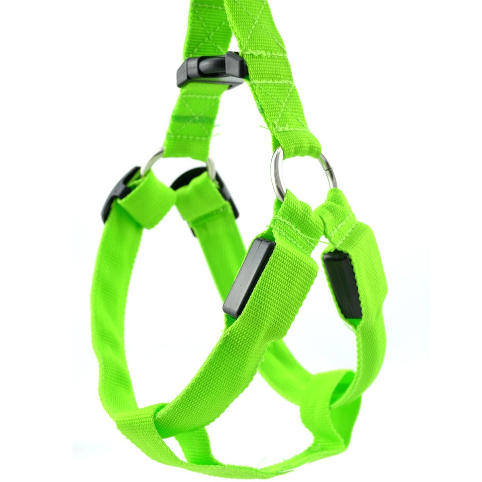 Green Led Luminescent Dog Chest Strap, Medium and Large Dog Luminous Dog Rope, Dog Chest Strap, Pet Products