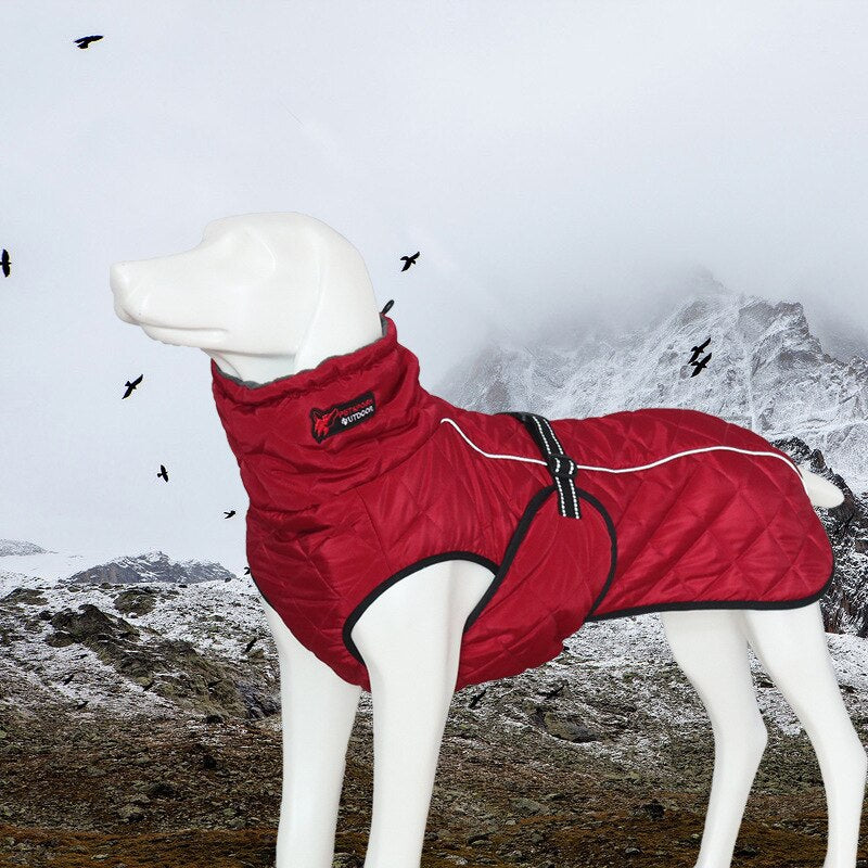 Warm Fleece Dog Jacket for Large Dogs Red