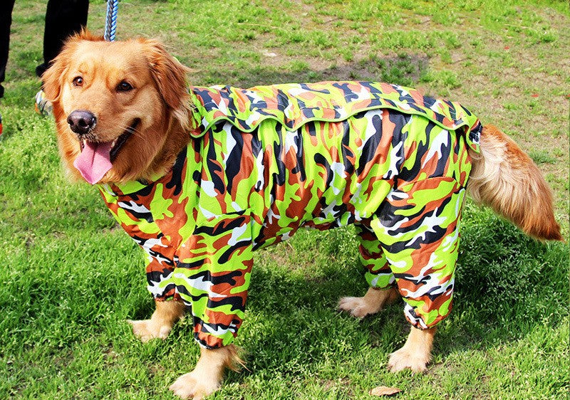 Waterproof Four-Leg Dog Raincoat for Large Dogs and Golden Retrievers Bright Color