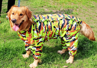 Waterproof Four-Leg Dog Raincoat for Large Dogs and Golden Retrievers Bright Color
