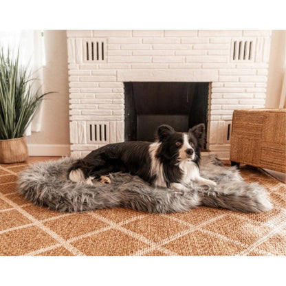 Paw Pup Rug Faux Fur Orthopedic Dog Bed Grey - Medium