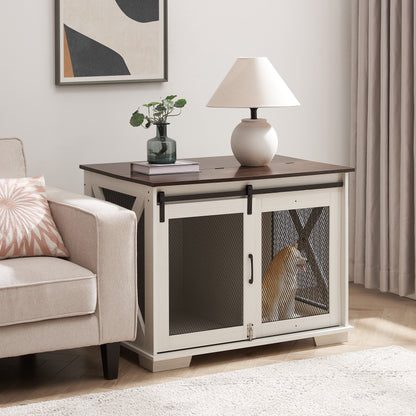 Farmhouse Dog Crate Furniture white finish