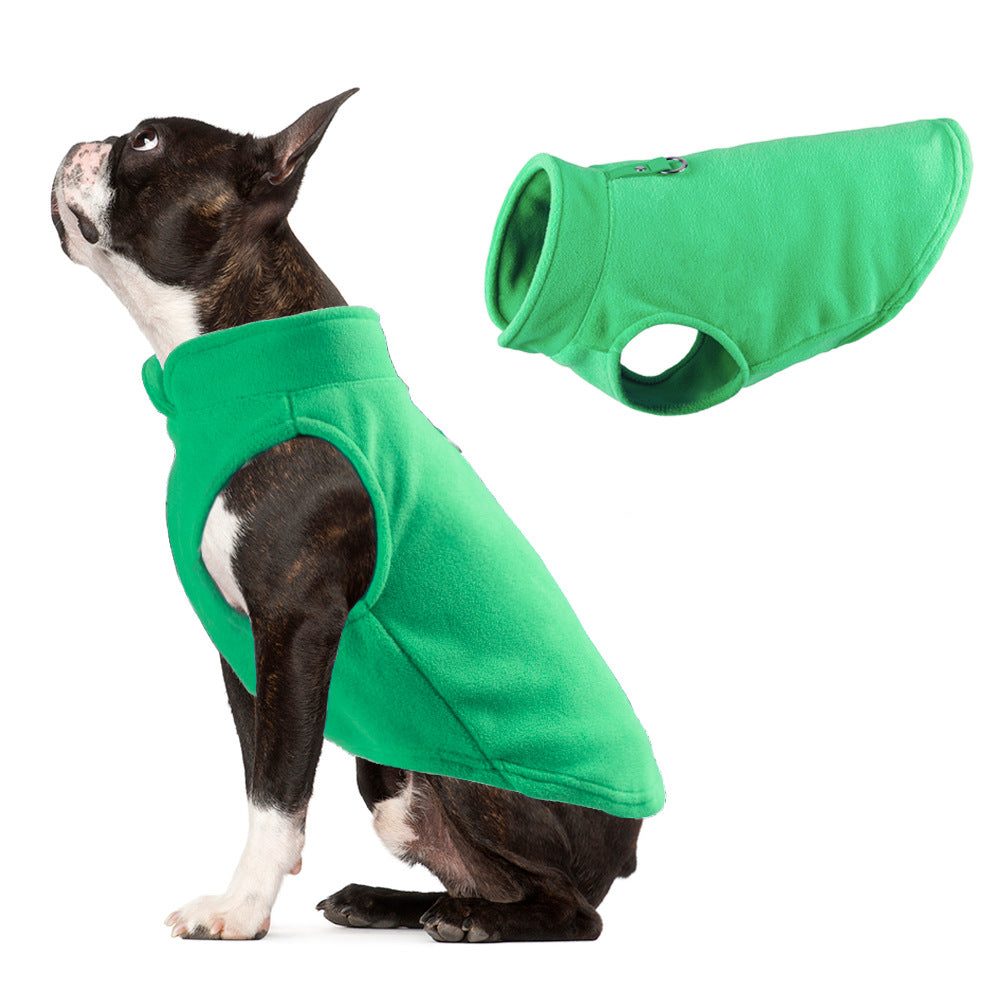 Dog Clothing Thickened Solid Color Fleece Pet Dog Supplies Green