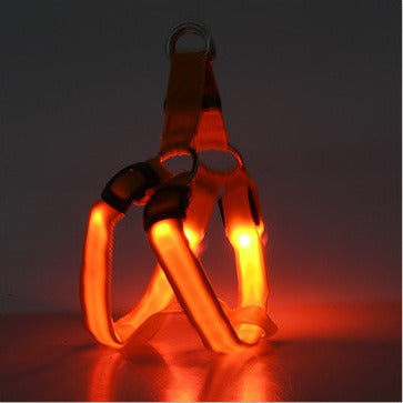 Lights Up Orange Led Luminescent Dog Chest Strap, Medium and Large Dog Luminous Dog Rope, Dog Chest Strap, Pet Products
