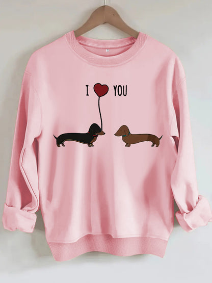 Two dog print hoodies pink