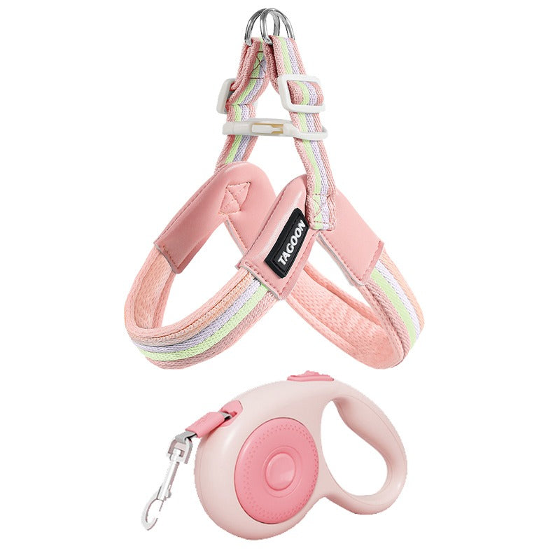 Vest-Style Dog Harness and Leash Set for Small and Medium Dogs Pink set