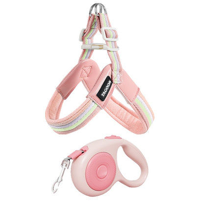 Vest-Style Dog Harness and Leash Set for Small and Medium Dogs Pink set