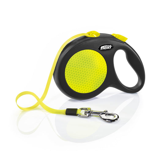 Flexi Neon Nylon Tape Reflective Retractable Dog Leash, Large: 16-ft Long