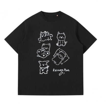 Fun Dog Printed Short Sleeves T Shirt