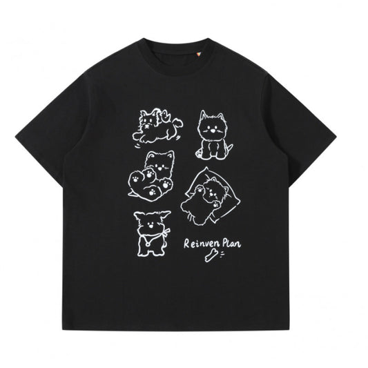 Fun Dog Printed Short Sleeves T Shirt