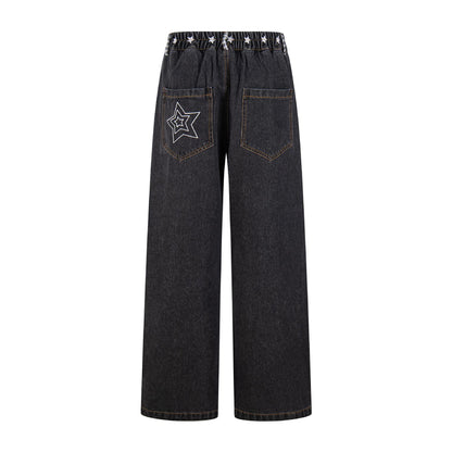 Star on Pocket Dog Embroidered Jeans
