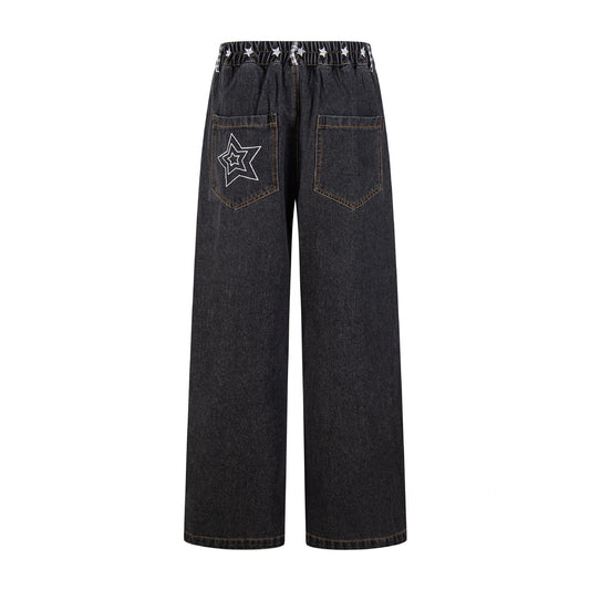 Star on Pocket Dog Embroidered Jeans