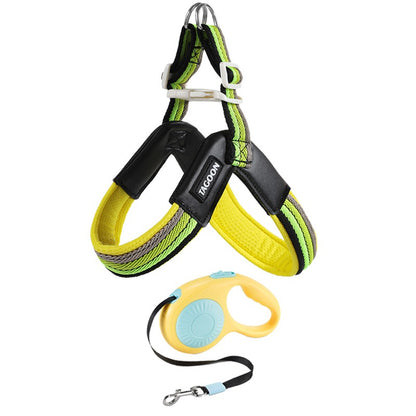 Vest-Style Dog Harness and Leash Set for Small and Medium Dogs Yellow