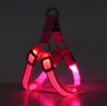 Light Up Pink Led Luminescent Dog Chest Strap, Medium and Large Dog Luminous Dog Rope, Dog Chest Strap, Pet Products

