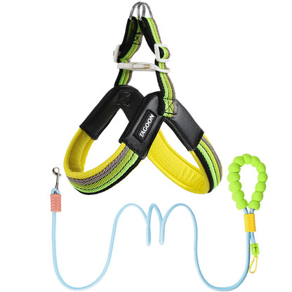 Vest-Style Dog Harness and Leash Set for Small and Medium Dogs Yellow set