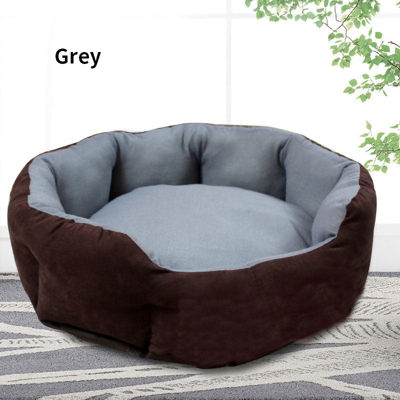 Dog Kennel Bed Four Seasons Removable And Washable Pad Small Large Dog Brown and Gray