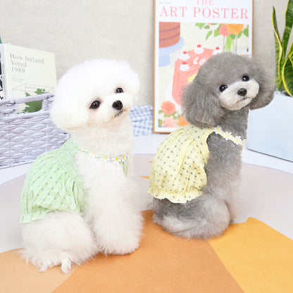 Green and Yellow Pet Clothes Spring And Summer Dog Clothes Small Dog Clothes For Pet