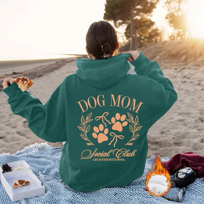 Dog Mom - Dog Lover Pattern Printed Hoodie Green