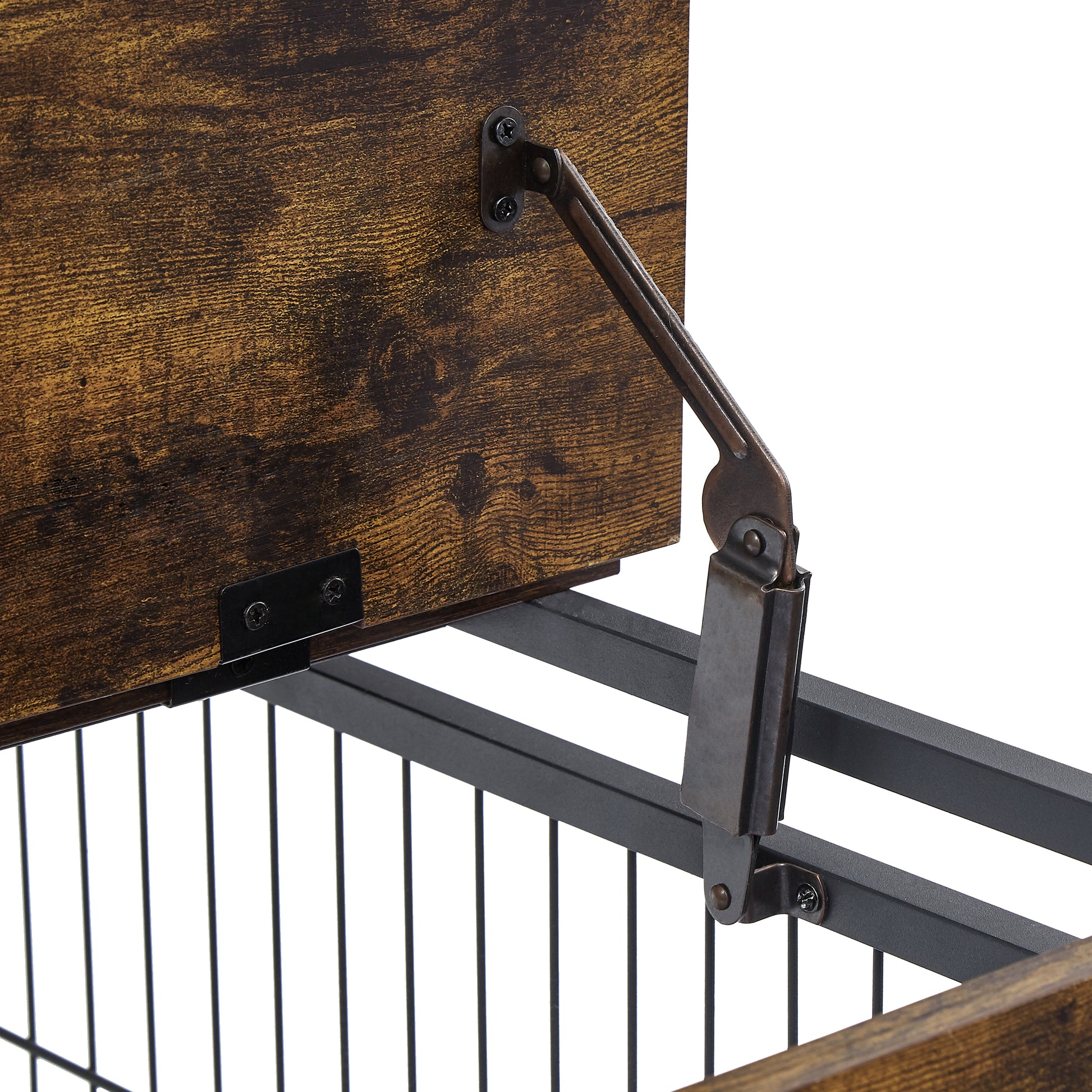 Furniture Style Dog Crate Side Table on Wheels with
Top Latch
