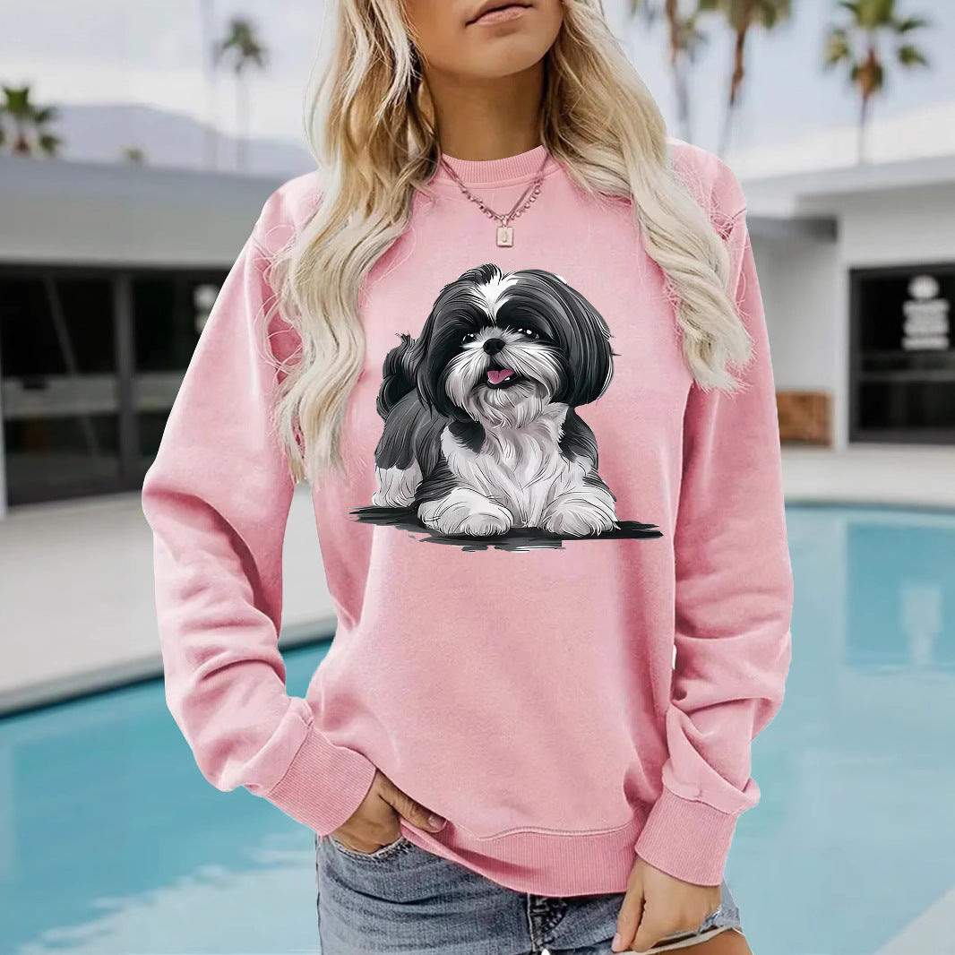 Xishi Dog Printed Pullover Pink